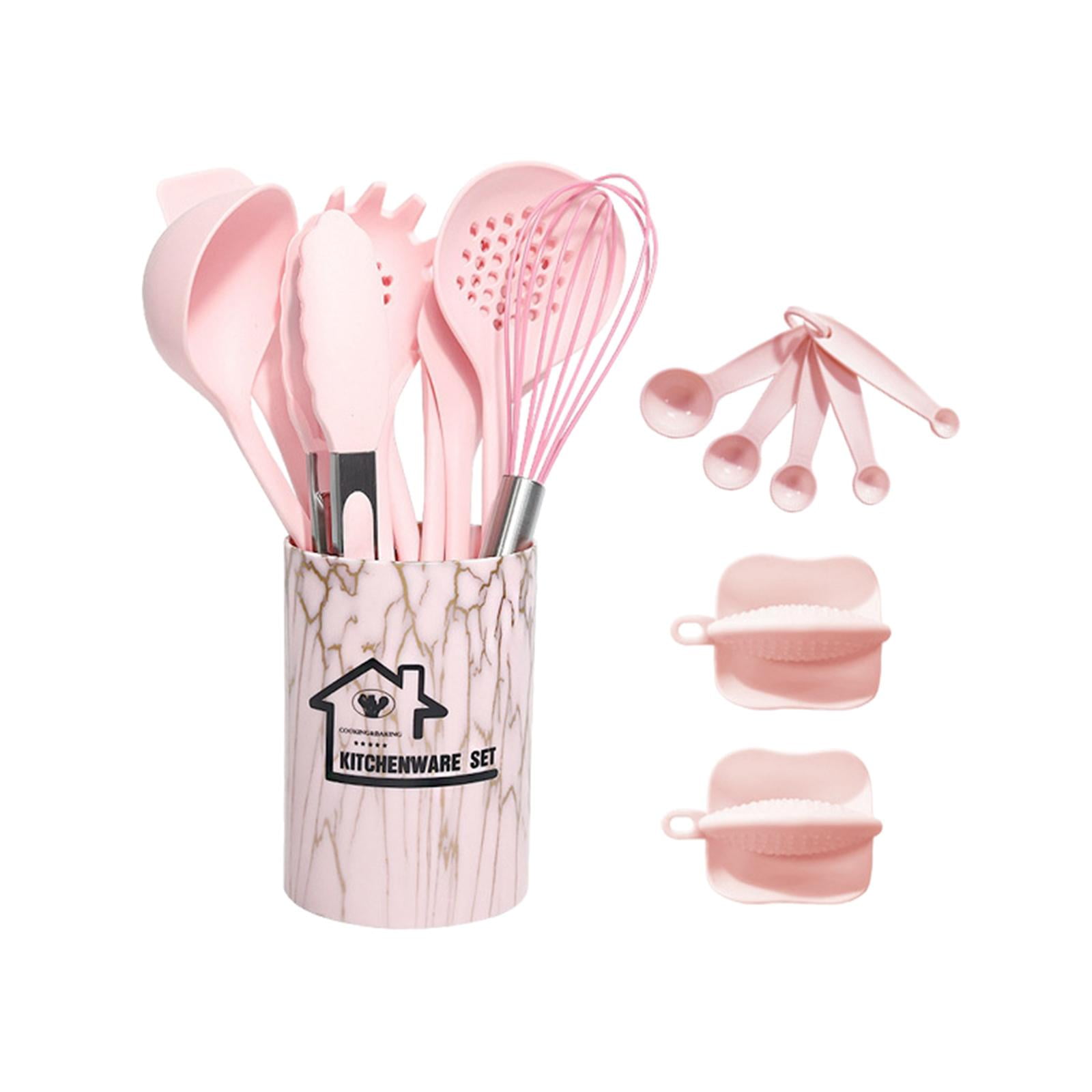 Bothyi - 18 Utensilios De Cocina De Silicona Antiadherentes Para Profesionales Principiantes, Color Rosa