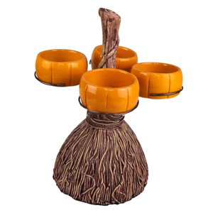 Bothyi - Cuencos Para Aperitivos De Calabaza De Halloween, Suministros Para Aperitivos, Forma De Calabaza Para Postre, 4 Tazones