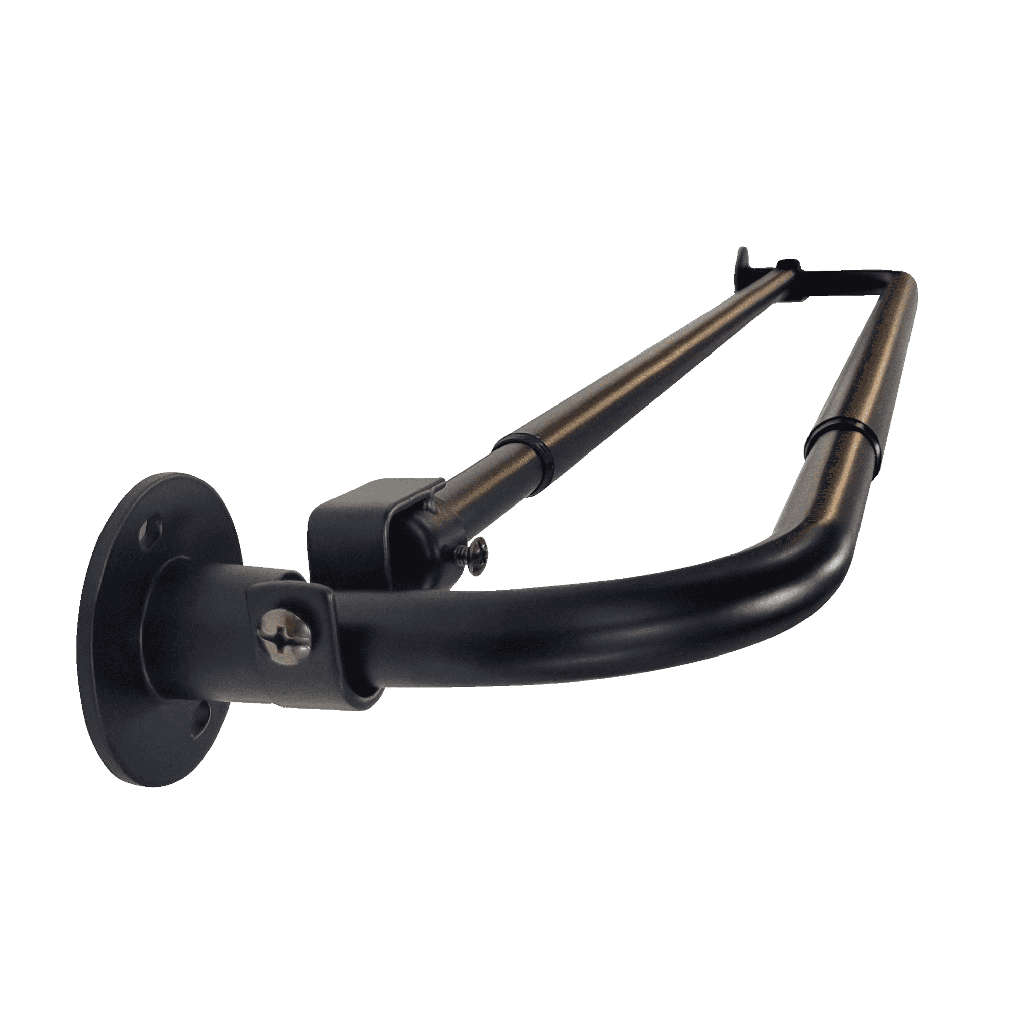 Aura Home - Set Doble De Barras Para Cortina Extensible 120 A 210 Cm Curvo De Metal Diámetro 16/19 Mm Color Negro