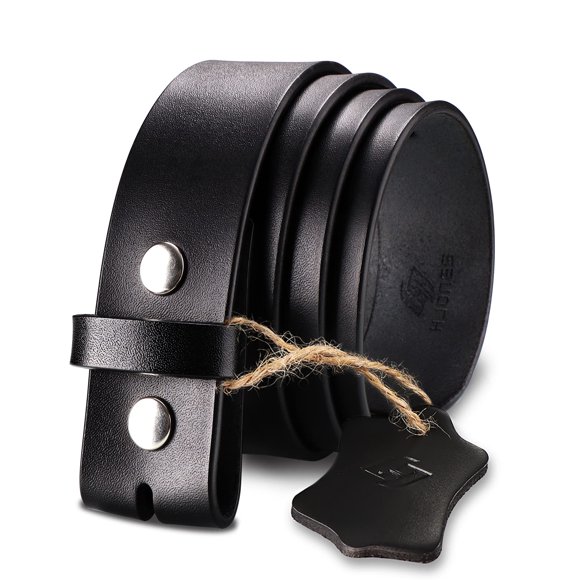 Cinturón HJones 38 cm, ancho 1,5" de cuero genuino, negro