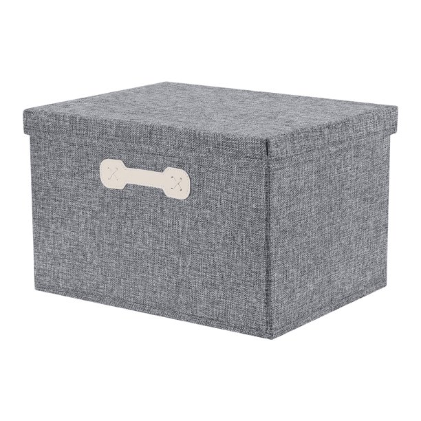 REGALWOVEN Cubo de Almacenamiento, Caja de Tela con Tapa y Asa para Estantes de Armario, Cesta Plegable para Organizar Ropa Libros Gris 15.7*11.8*9.8in