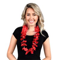 Blinkee - Collar Hawaiano Flower Lei Satinado Parpadeante Con Detalles En Rojo