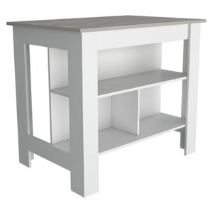 Fmfurniture - Isla De Cocina 103X70X90 Cm Fm-009B Blanco Y Gris