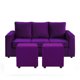 thumbnail image 1 of Sofá Kendy 3 Cuerpos + 2 Poufs Felpa Morado, 1 of 5