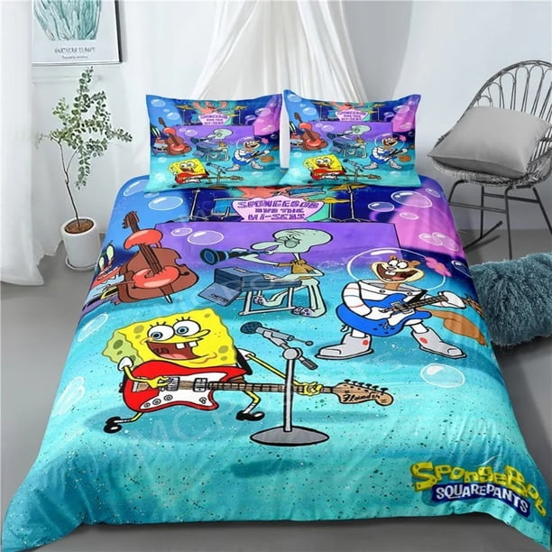 SpongeBob SquarePants Bedding Set Children Boy Quilt Cover Bedroom Decora Duvet Cover Children's gifts Bed Sheets