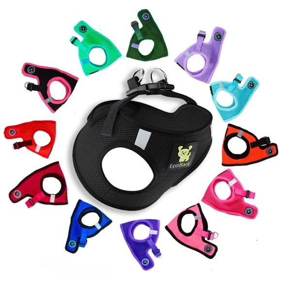 Arnés para perros EcoBark Step-in, taza de té reflectante XXXS, color negro
