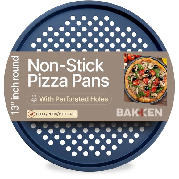 Molde para pizza Bakken redondo perforado de acero al carbono azul