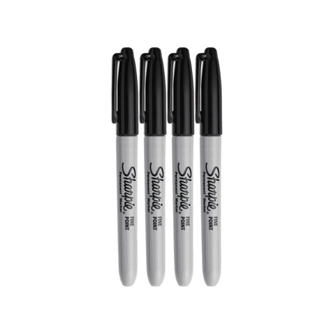 Rotuladores Permanentes Sharpie Fine Point De Tinta Negra (Paquete De 4)