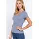 thumbnail image 3 of Saronite Camiseta Básica de Algodón Acanalado de Manga Corta con Cuello en V, Color Azul Nube (para Mujer), 3 of 4