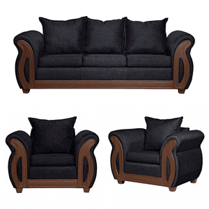 Ruzam Mobel - Juego De Living 3-1-1 Isidora Negro Lino