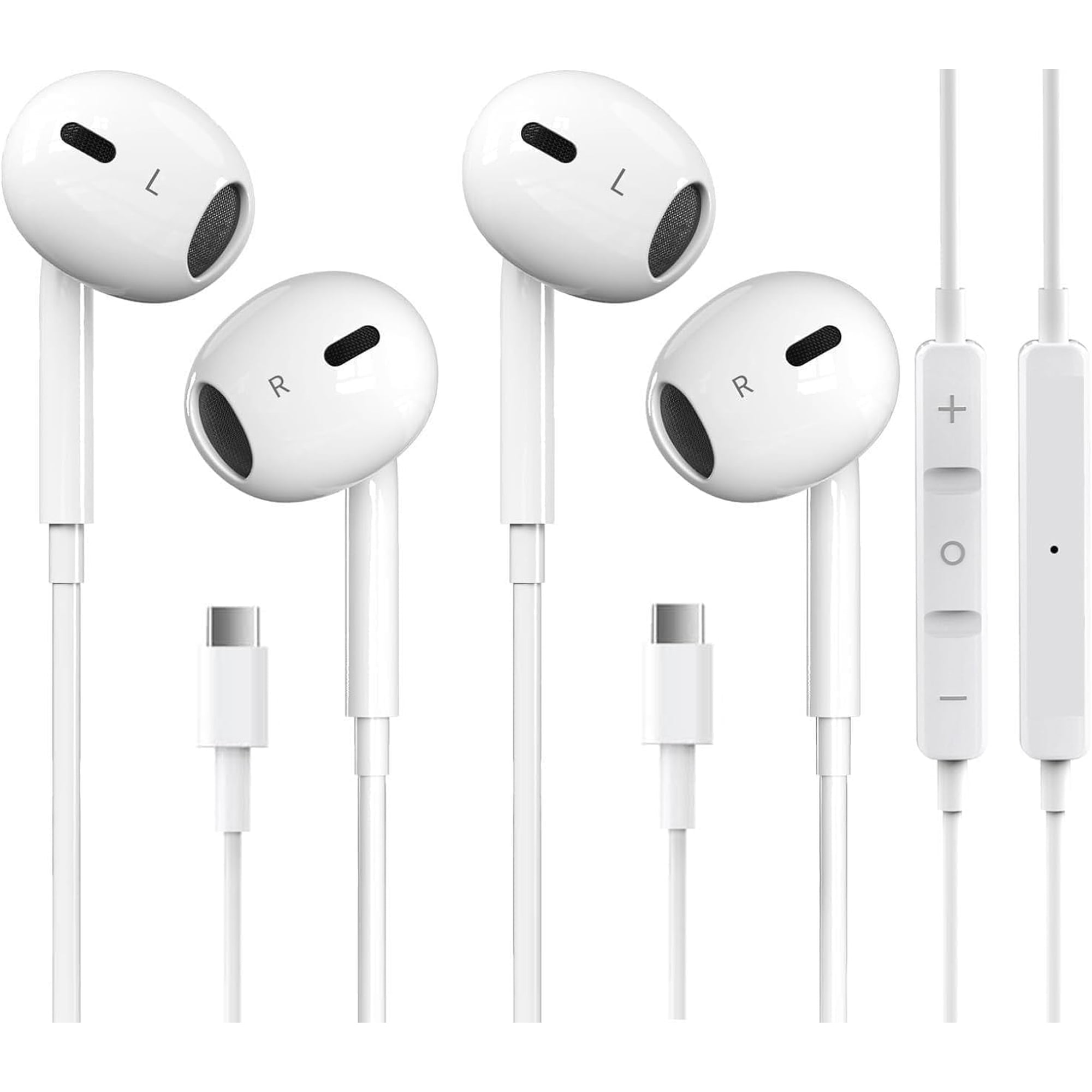 Auriculares Usb-c Pcwfbzf, Paquete De 2, Con Micrófono Y Control De Volumen