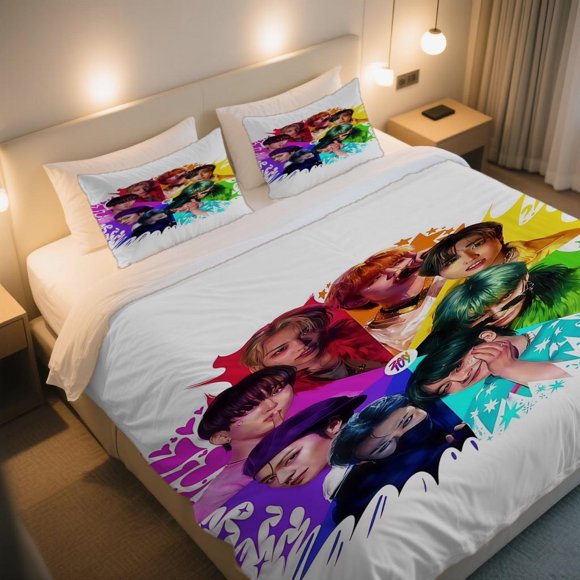SKZ Colorful Collage Duvet Cover Set Independence Day Retro Print Soft & Breathable Machine Washable with Zipper Design for Easy Removal