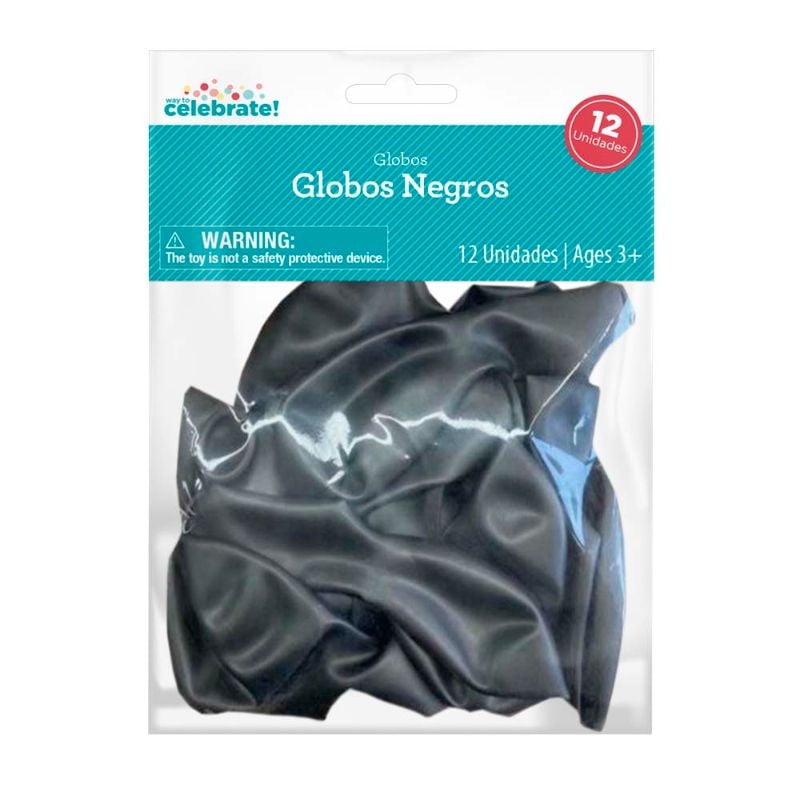 Set 12 Globos De Látex Color Negro, Producto Surtido 1 Un Way to celebrate