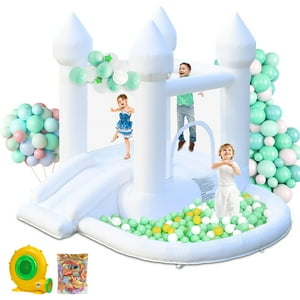 Casa Hinchable Aonesy Blanca Con Piscina De Bolas Y Tobogán