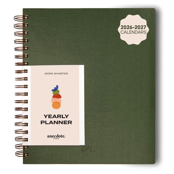Planner Anecdote Spiral con calendario 2026-2027, 21,6 x 25,4 cm