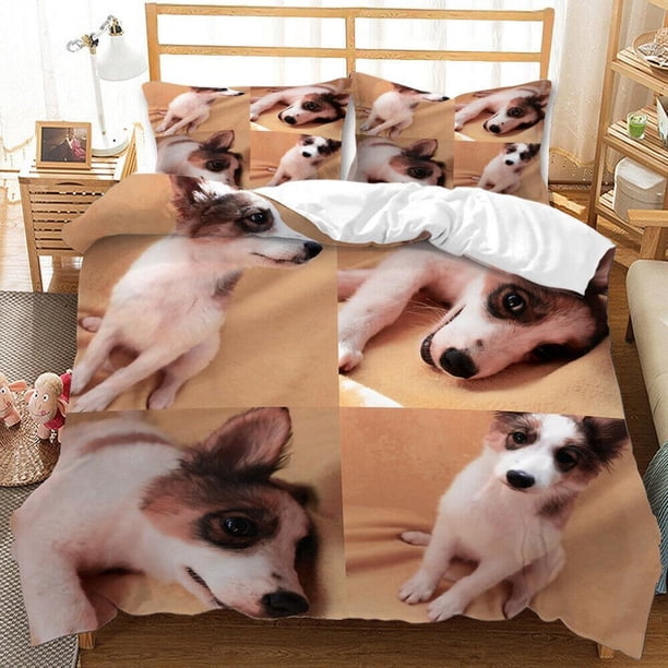 Pet Dog Baby Animal Quilt Duvet Cover Set Queen Doona Cover Double3-Piece Bedding Set