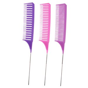 Ioensy - Peine Para Resaltar El Cabello De 3 Piezas Separación Multifunción Para Peluqueros Mujeres Hombres Púrpura Rosa