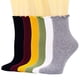 thumbnail image 2 of Calcetines de mujer. Calcetines tobilleros informales con puños vueltos y volantes, transpirables, de algodón fresco, con diseño de lechuga y volantes (paquete de 3), 2 of 5