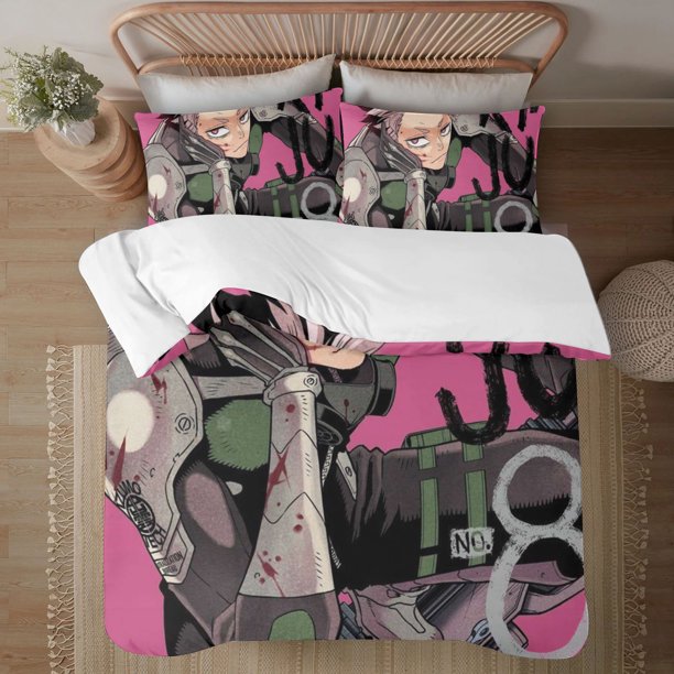 Kaiju No.8 Face on print Soft Bed Set Lightweight 3 Pieces Bedding Sets for All Season Comforter Set Easy Care