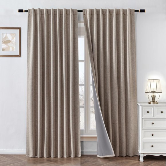Cortinas Zyvola 213 cm Opacas de Falso Lino Beige