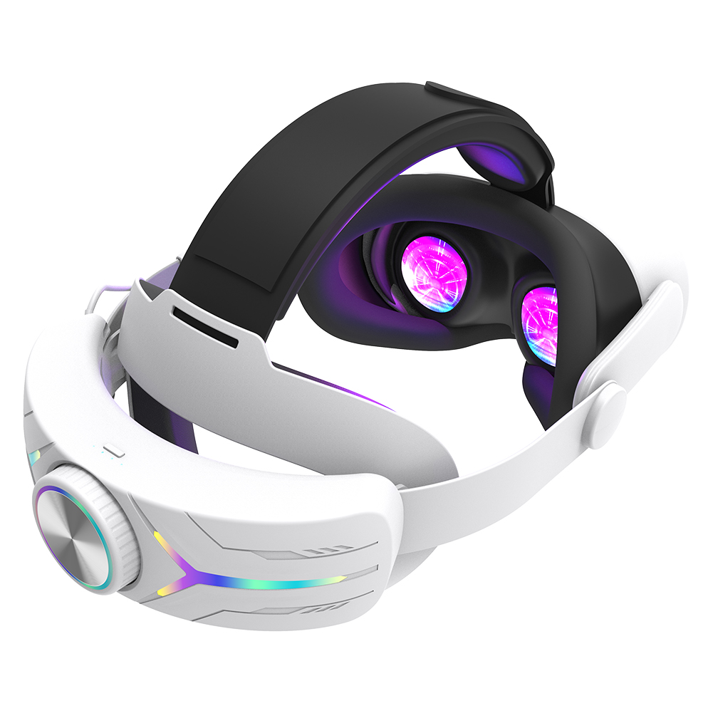Genérico - Compatible Con El Casco De Realidad Virtual Meta Quest 3/3S - Correa Ajustable Rgb Para La Cabeza Con Batería De 12000Mah Para Prolongar El Tiempo De Juego-Blanco