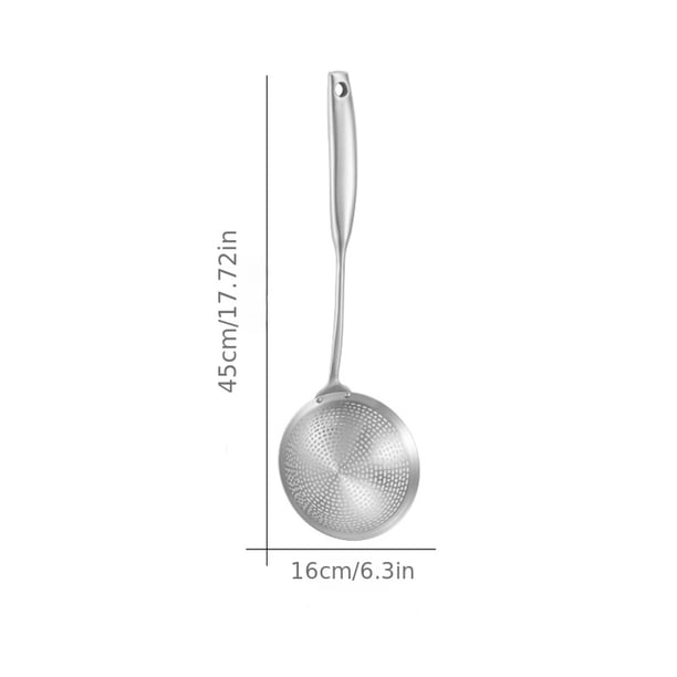 1pc 304 Stainless Steel Large Colander, Kitchen Cooking Skimmer Ladle, Pasta Food Strainer Spoon, Kitchen Tools