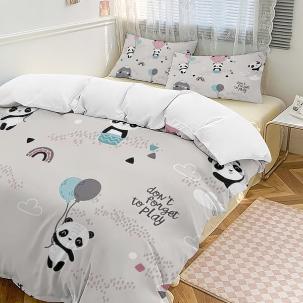 Graphic Art Aesthetics Funny Bear 3-Piece Twin Bed Set Fade-Resistant Microfiber