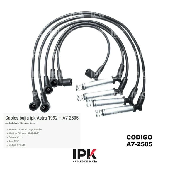 CABLES DE BUJIA ASTRA 92 LARGO 5 cables (57-68-83-86 cm bobina 46 cm)