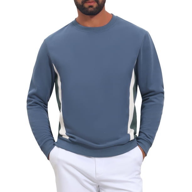 INSPIRE CHIC Sudadera de Hombre Casual con Cuello Redondo de Manga Larga en Bloque de Color para Entrenamiento Talla L Azul