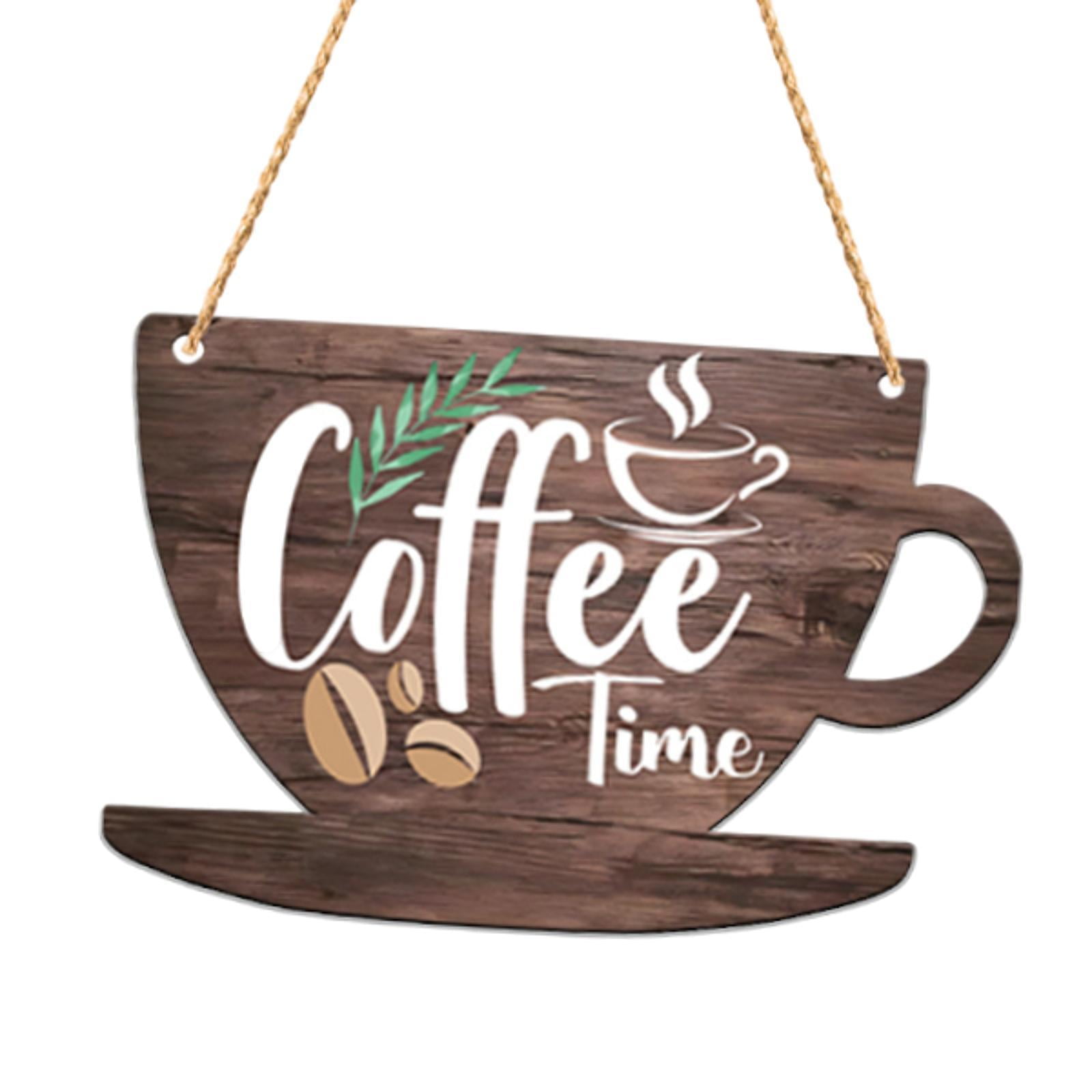 Magideal - Coffee Bar Business Door Sign Cup Plaque 2d Flat Creative Ornament Decoración De Madera De Madera Señal De Pared Para La Estación De Café De La Cocina