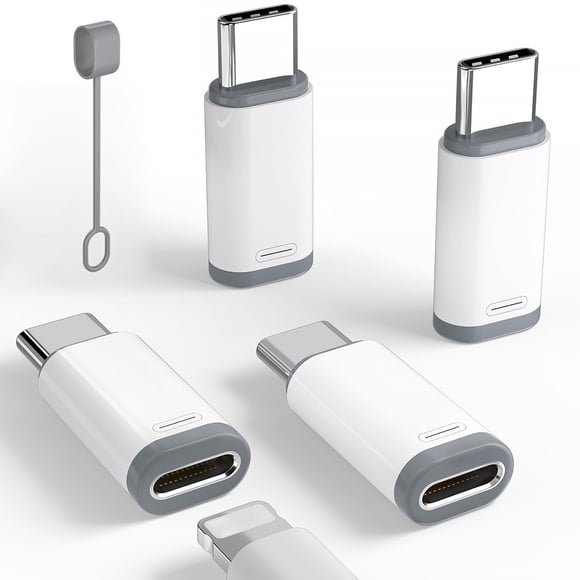 Paquete de 4 adaptadores Lightning a USB C para iPhone y Samsung