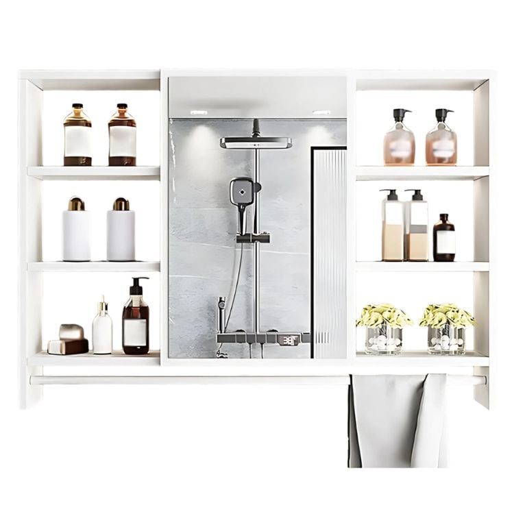 Pitaya - Mueble De Baño Organizador De 6 Repisas Con Espejo 90 X 12 X 70 Cm Blanco