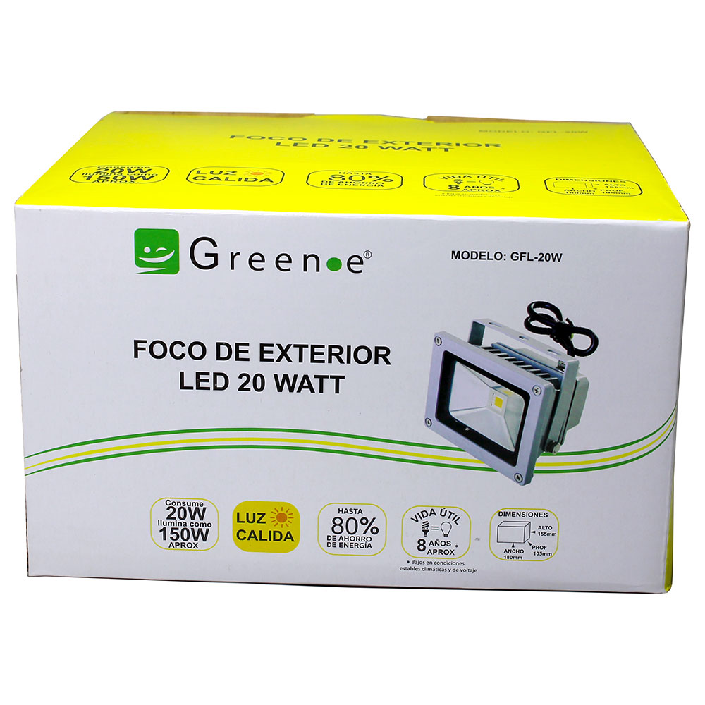 Green E - Foco Exterior Led 20W Luz Cálida