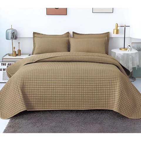 Imac Hogar - Quilt De Lujo Cubrecama Verano Plaza Y Media Caqui