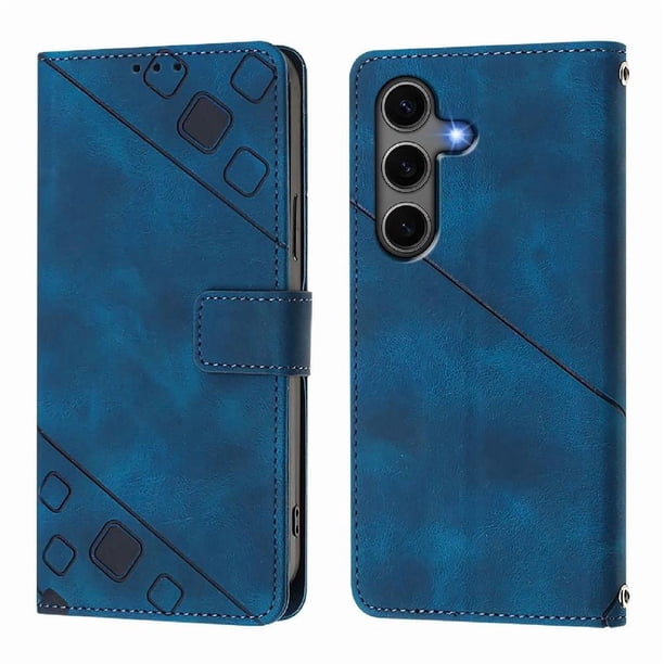 Funda Cartera para Samsung Galaxy S24 Plus con Soporte y Ranuras, Resistente a Golpes y Rayones Azul