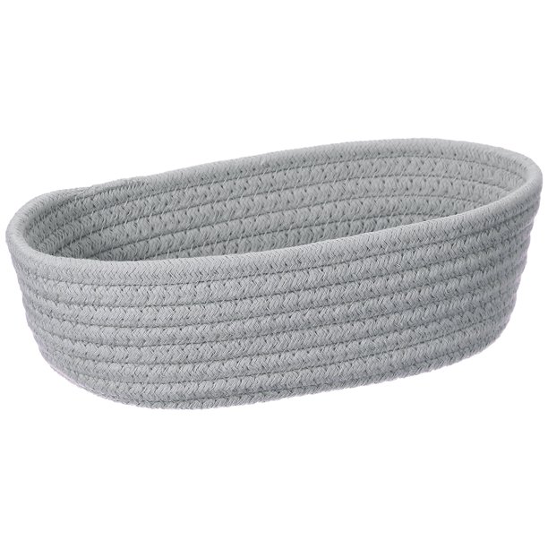 Cesta de Almacenamiento Tejida de Cuerda de Algodón Pequeña Gris Uxcell, Estante de Almacenamiento de Armario Regalo Cestas Tejidas Caja de Guardería Linda Decoración de Organización