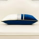 thumbnail image 3 of Funda de cojín de terciopelo con diseño de rayas de cuero azul marino, blanco y dorado, con diseño de patchwork, moderna y lujosa, para sofá, sala de estar, dormitorio y coche., 3 of 7