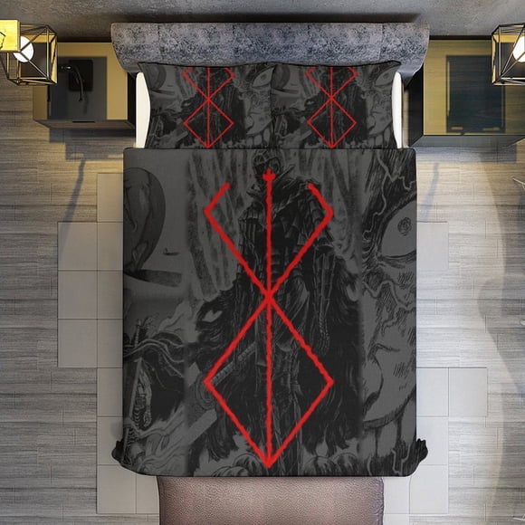 Berserk 3 Piece Anime Comforter Bedding 1 Set Super Soft Quilt Cover with 2 Pillowcases Funny Merch Anime Gifts for Girls Boys Kids Adults