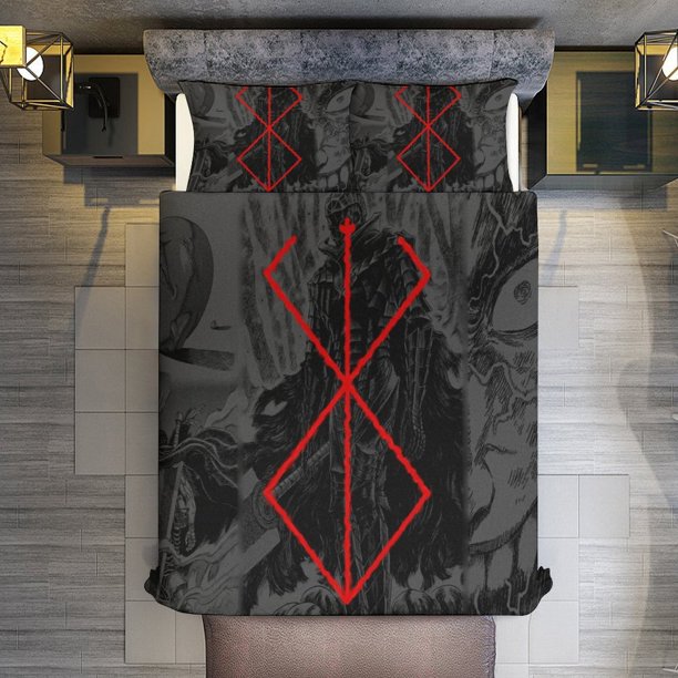 Berserk 3 Piece Anime Comforter Bedding 1 Set Super Soft Quilt Cover with 2 Pillowcases Funny Merch Anime Gifts for Girls Boys Kids Adults