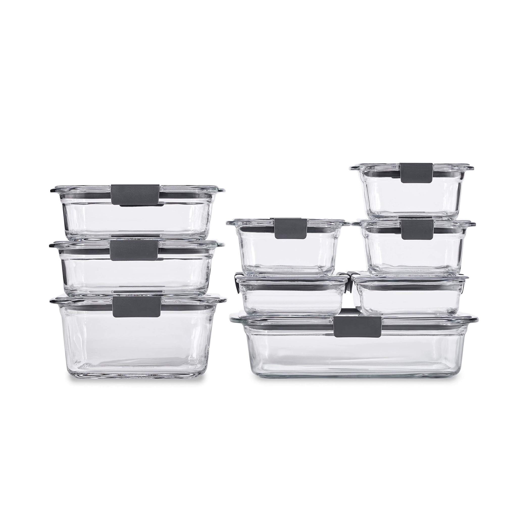 Set De Almacenamiento De Alimentos Rubbermaid Brilliance Glass, 9 Recipientes