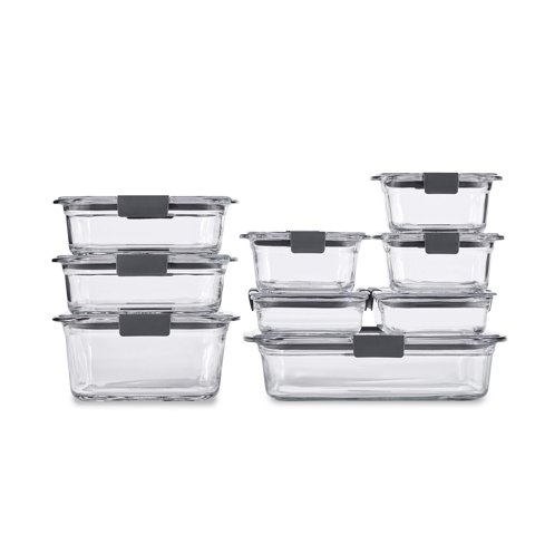 Set De Almacenamiento De Alimentos Rubbermaid Brilliance Glass, 9 Recipientes