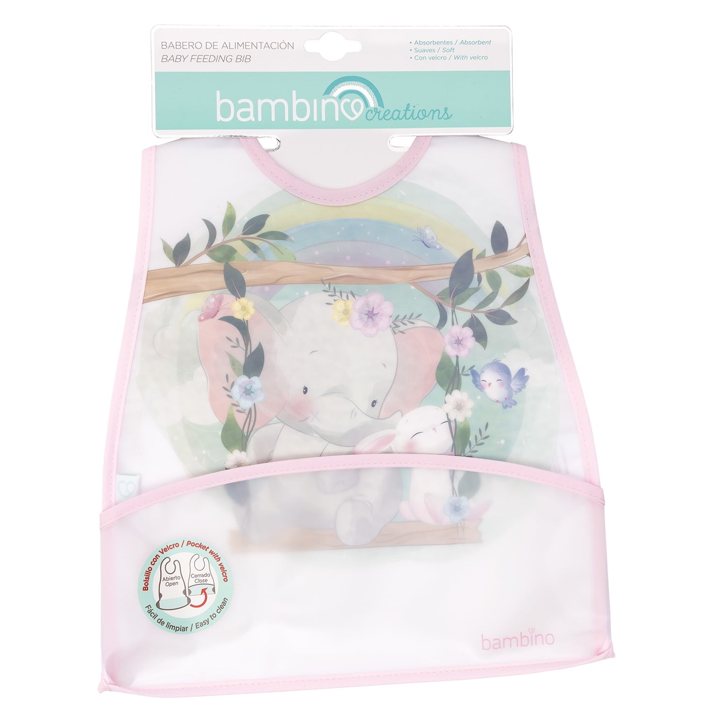 Bambino - Babero De Alimentacion Rosado Elefante Niña
