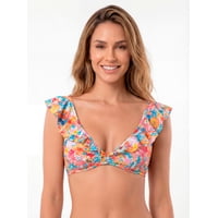 Samia - Bikini Triangulo Con Vuelos Estampado Coral