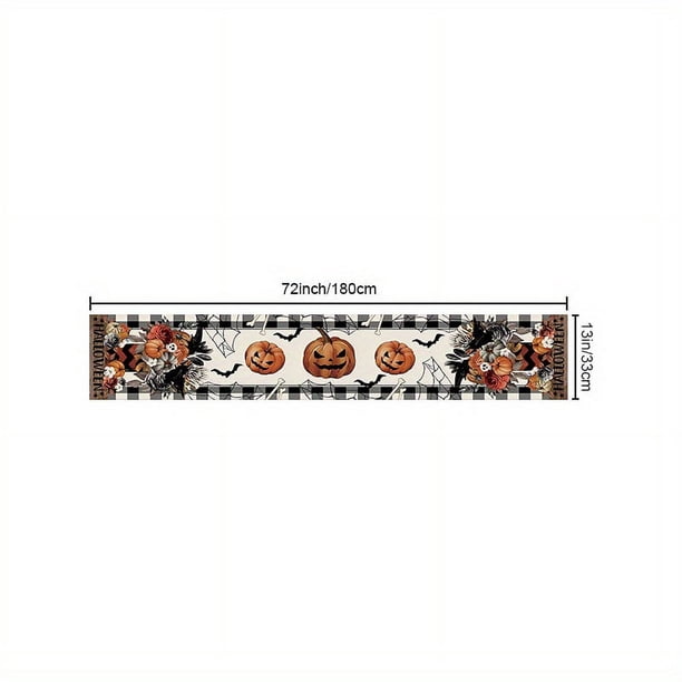 1pc, Halloween Pumpkin Bat Table Runner - Polyester Fabric Desktop Decoration for Home Decor
