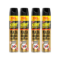 Killer - Pack 4 Insecticida En Aerosol 390Cc Elimina Arañas Y Cucarachas.