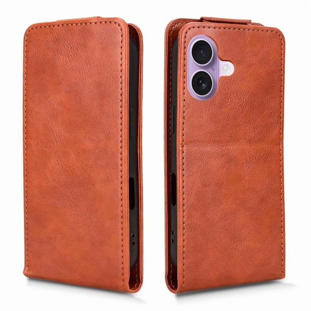 Funda tipo folio para iPhone 17 con soporte magnético y protección para la cámara Marrón