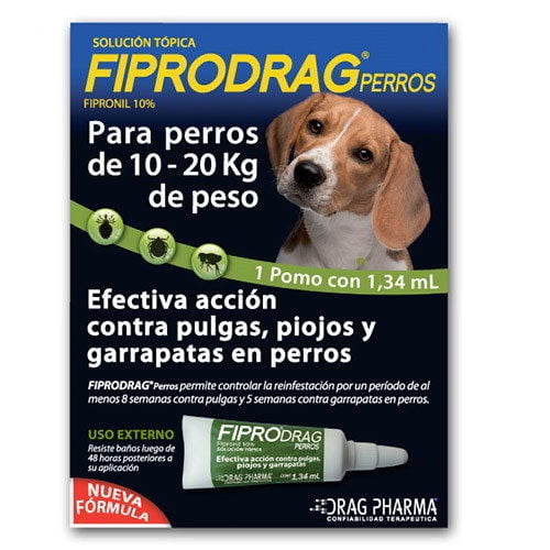 Drag Pharma - Pipeta Fiprodrag Antipulga Perros De 10 A 20 Kg 1.4 Ml