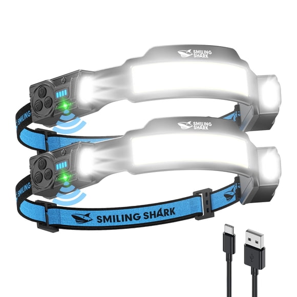 Linterna frontal Smiling Shark TS-4 con doble foco recargable