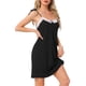 thumbnail image 4 of INSPIRE CHIC Camisón de Encaje sin Mangas para Mujer, Largo hasta el Muslo, Sólido, S Negro, 4 of 6