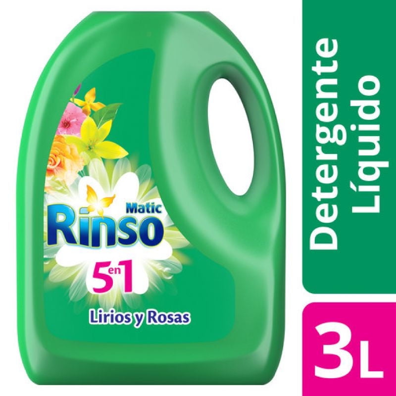 Detergente Líquido Lirios Y Rosas Botella 3 L Rinso